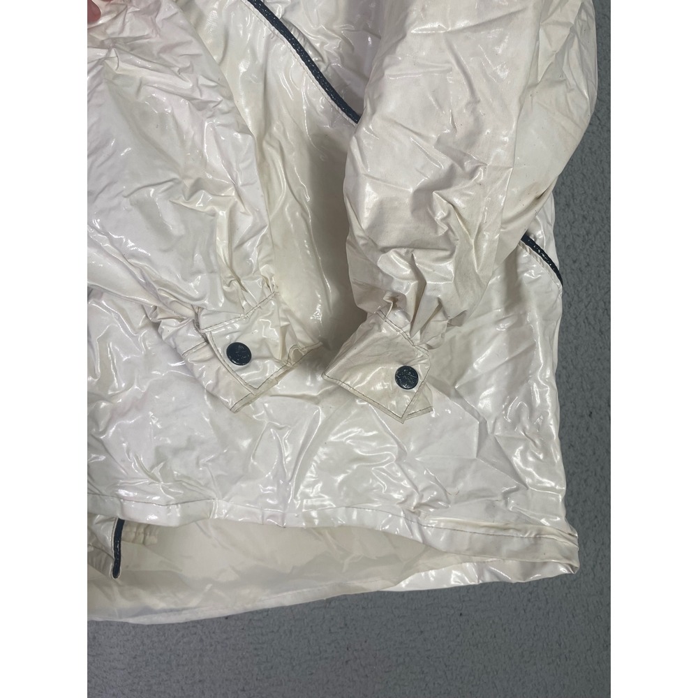 Vintage Chriztine Foltz for Lot One of Boston Yellow White Hooded Raincoat 80s - Picture 10 of 10